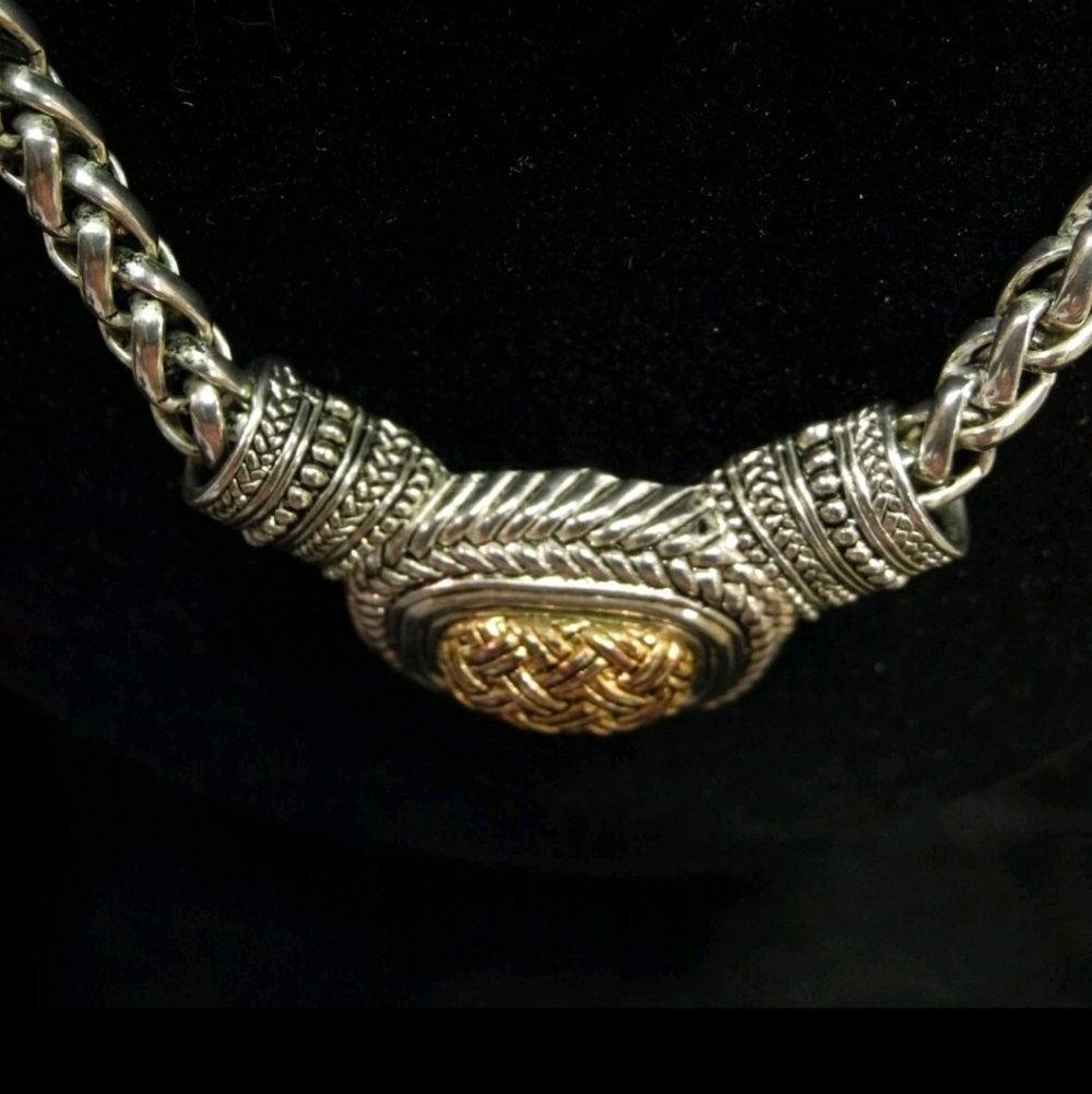 π£ Vintage Set Cable Cut Bold Silver/Gold Tone Cuff 1 Necklace & Bracelets x3 π - Picture 4 of 13